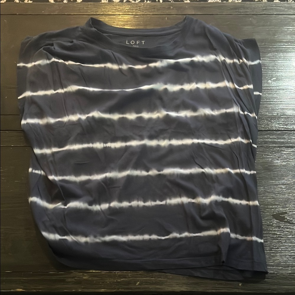 LOFT Blue and White Short Sleeve Tee